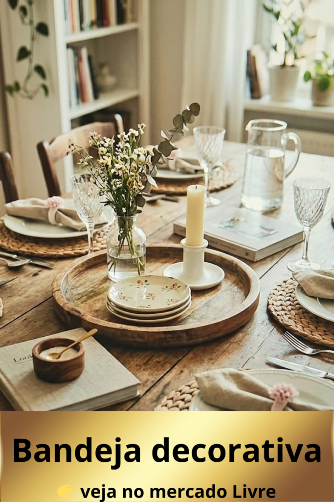 7 ideias de mesa posta simples e elegante Dica de bandeja decorativa para mesa posta disponível no Mercado Livre.