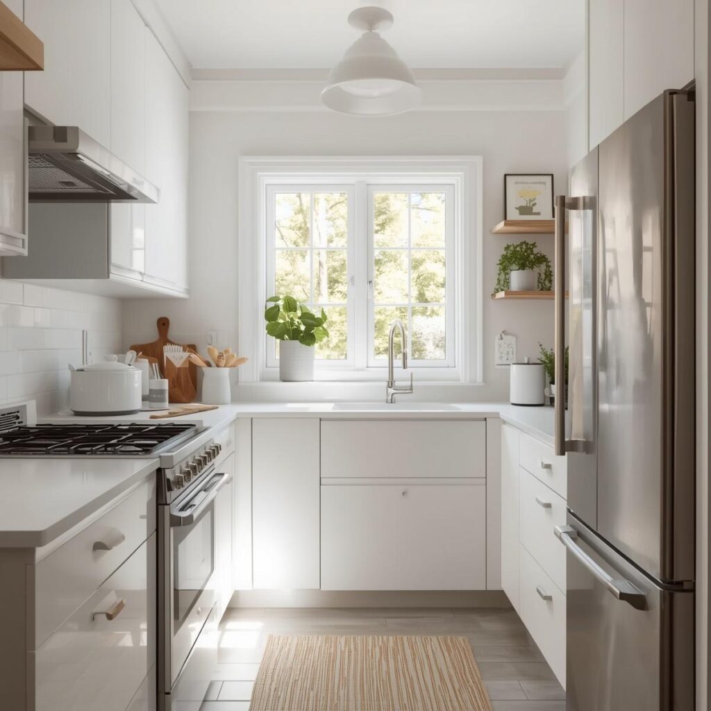 Como organizar a cozinha pequena: truques que funcionam de verdade Cozinha pequena clara e organizada com energia positiva e feng shui
