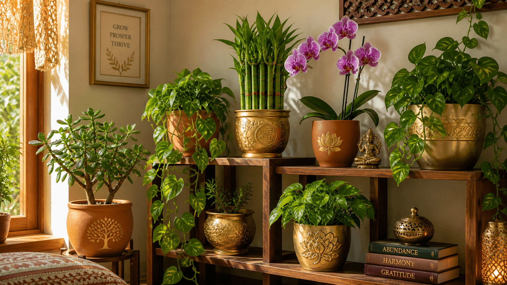 Cantinho aconchegante com plantas e luz natural — decoração com plantas que trazem energia positiva