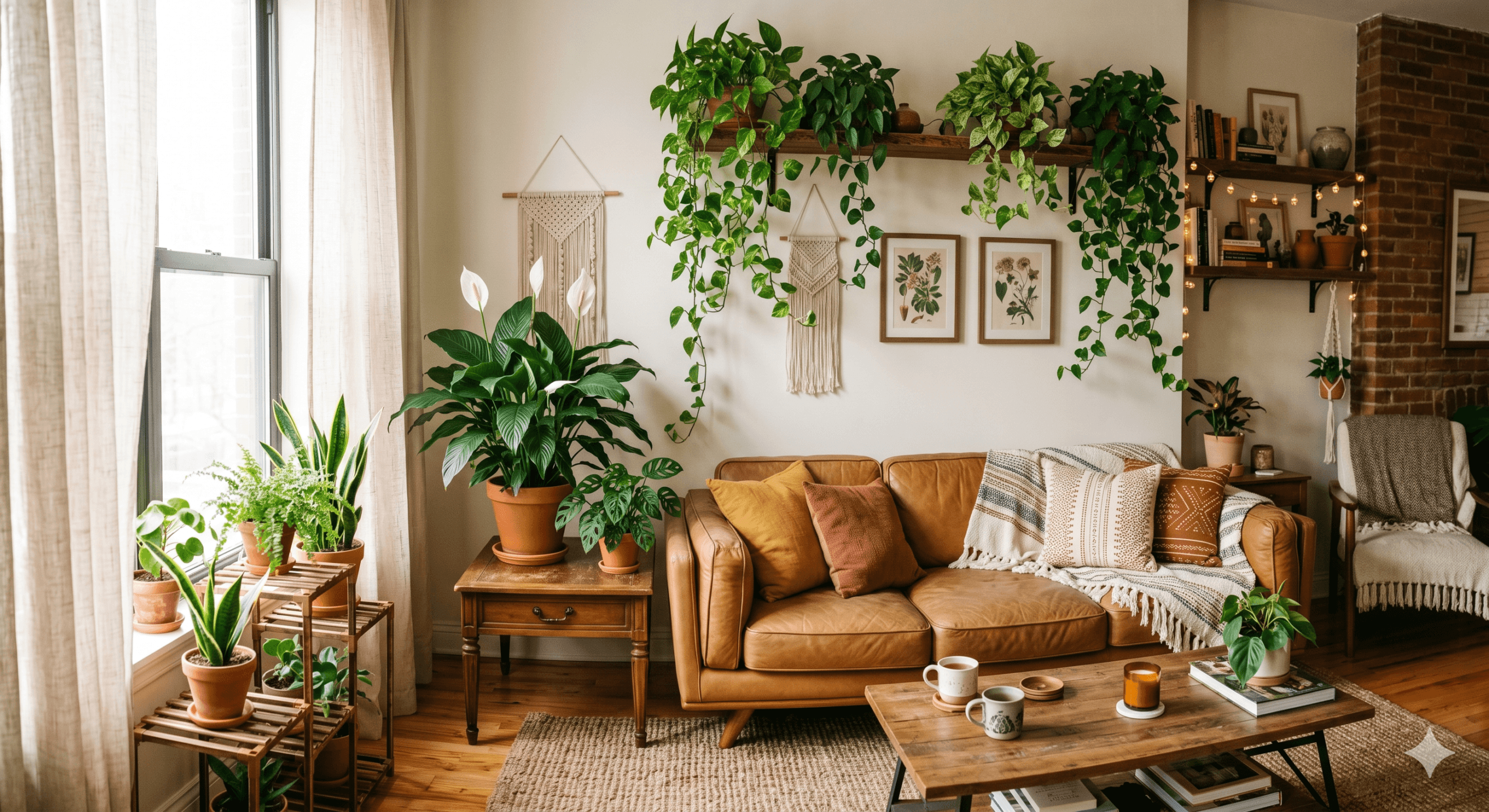 Apartamento aconchegante com plantas de sombra