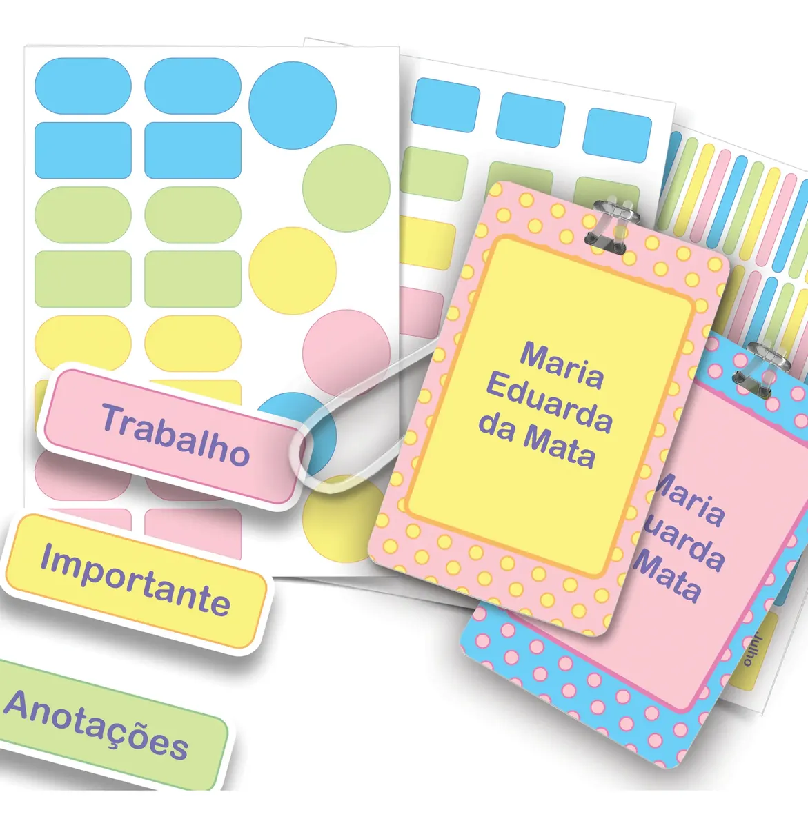 Etiquetas ilustradas personalizadas para crianças