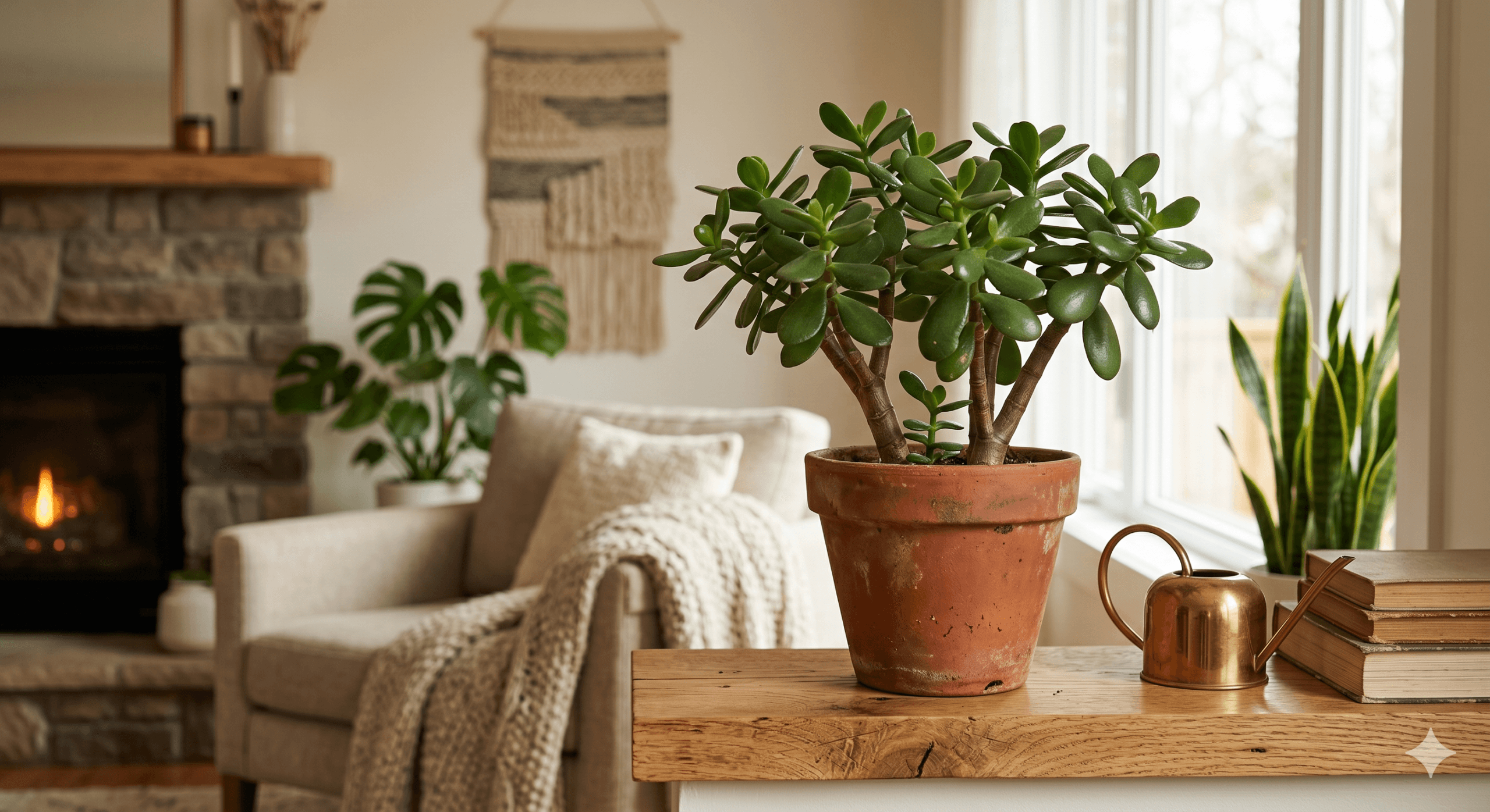 Planta Jade em vaso elegante — símbolo de prosperidade e fortuna no feng shui
