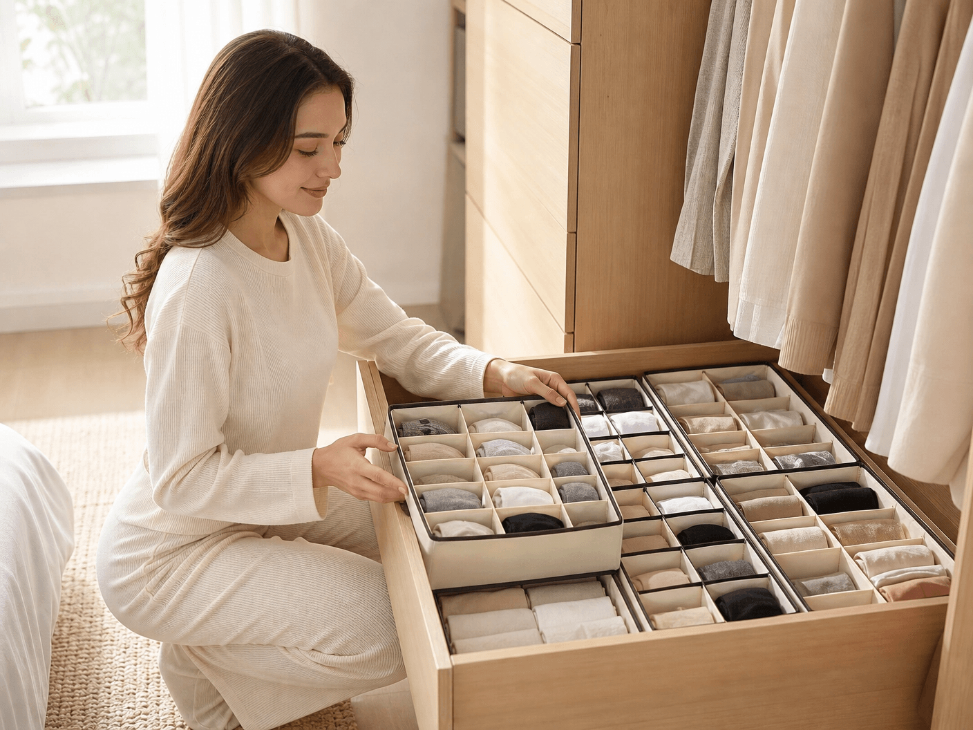 Divisórias de gaveta para dobra KonMari