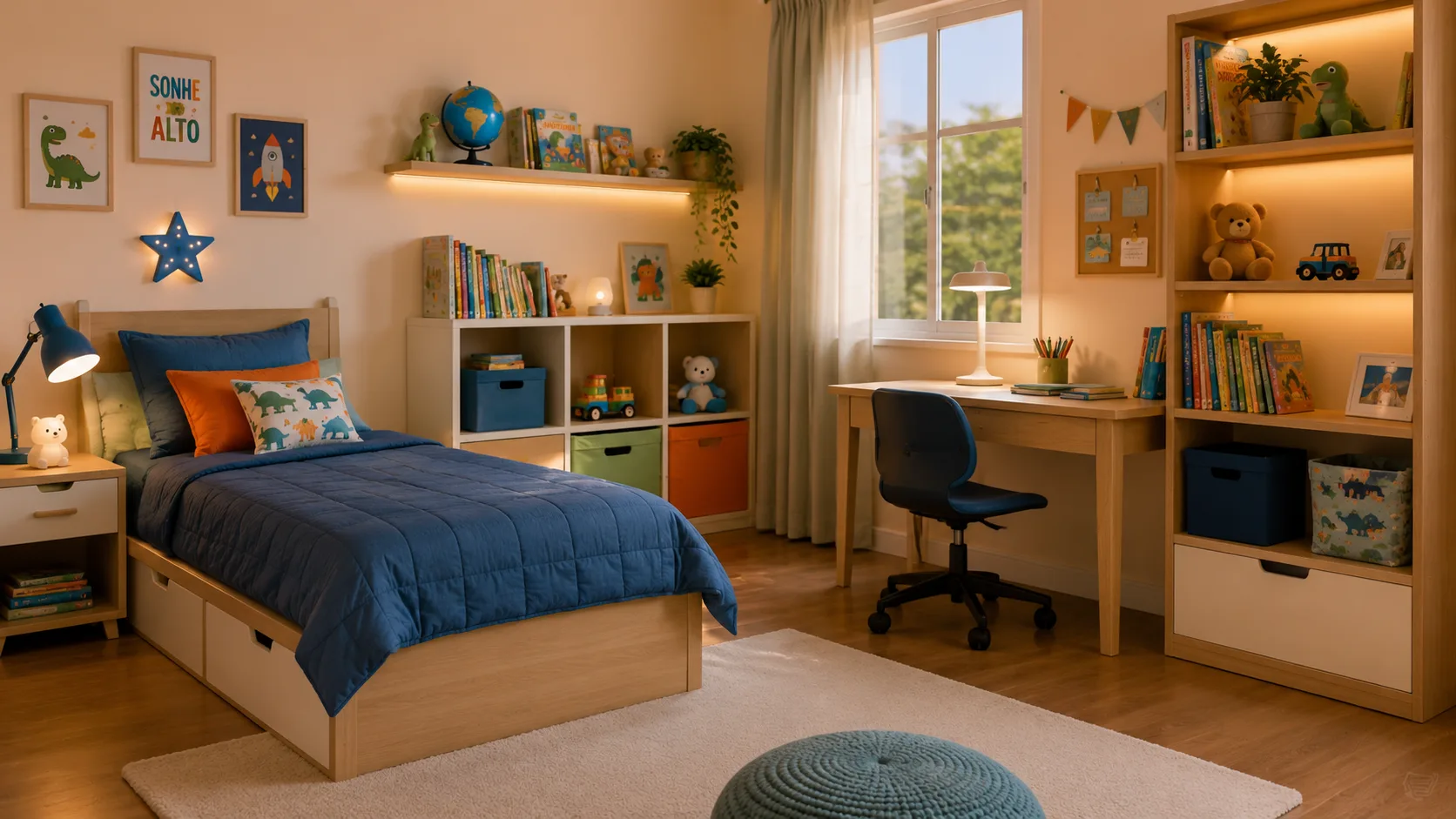 Organização com Filhos em Casa: Soluções que Funcionam de Verdade Quarto infantil organizado com caixas coloridas