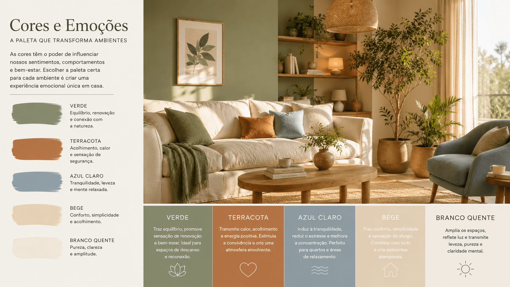 Paleta de cores e seu impacto emocional na decoração de interiores
