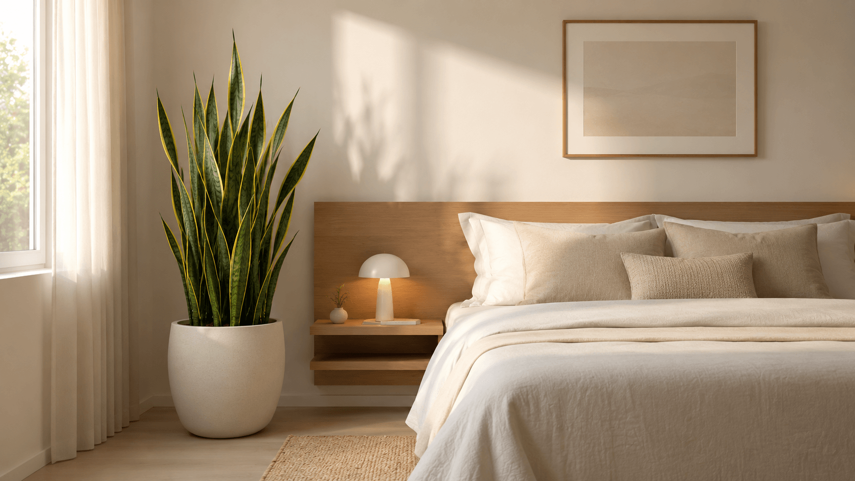 Plantas que Purificam o Ar: as Melhores para Cada Cômodo da Casa espada-de-são-jorge no quarto purificando o ar durante a noite