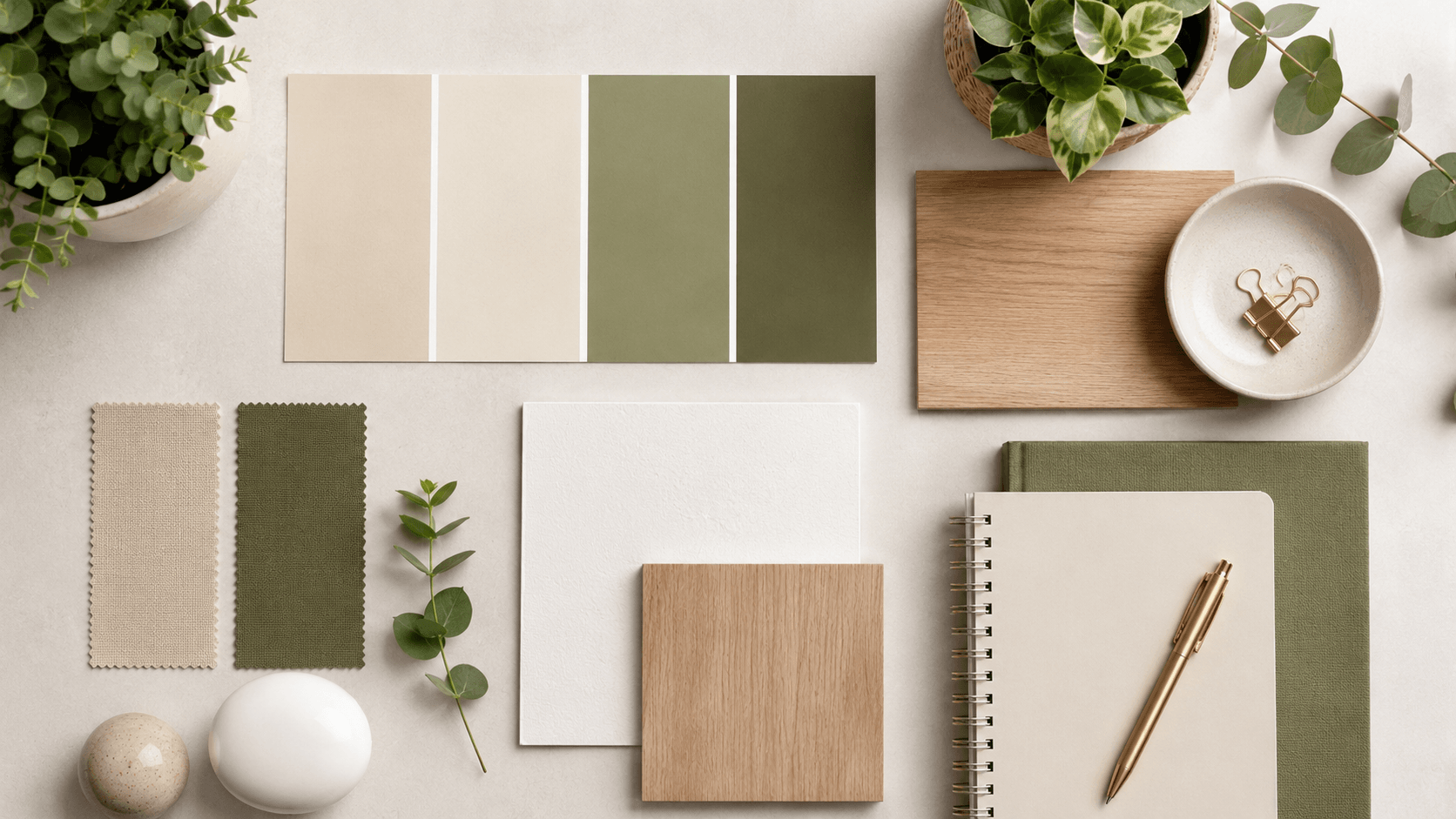 Paleta de cores neutras ideal para home office produtivo
