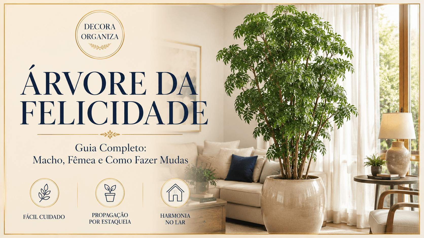 Árvore da Felicidade macho e fêmea em vaso de cerâmica na sala de estar
