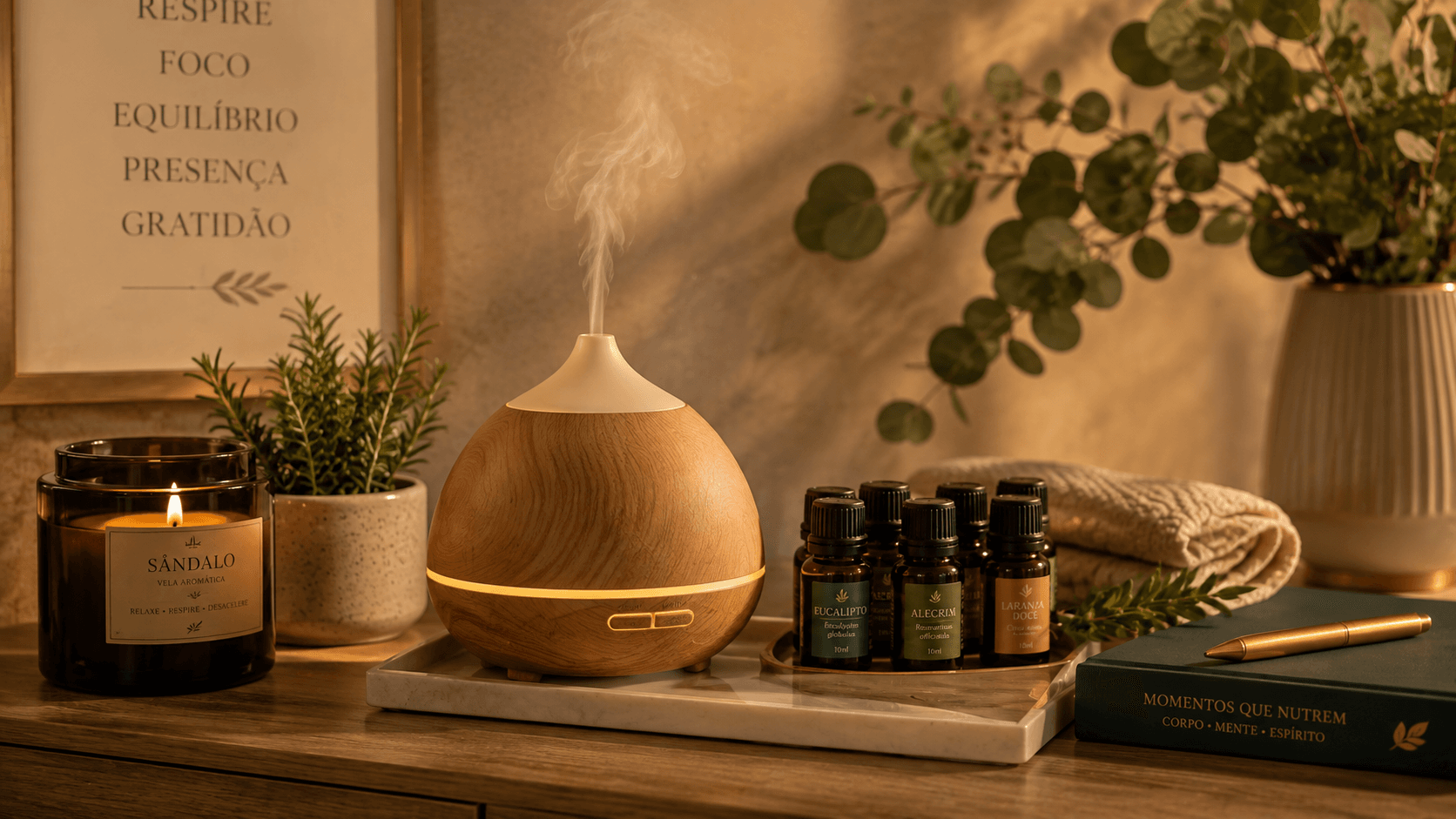 Cantinho de aromaterapia e bem-estar