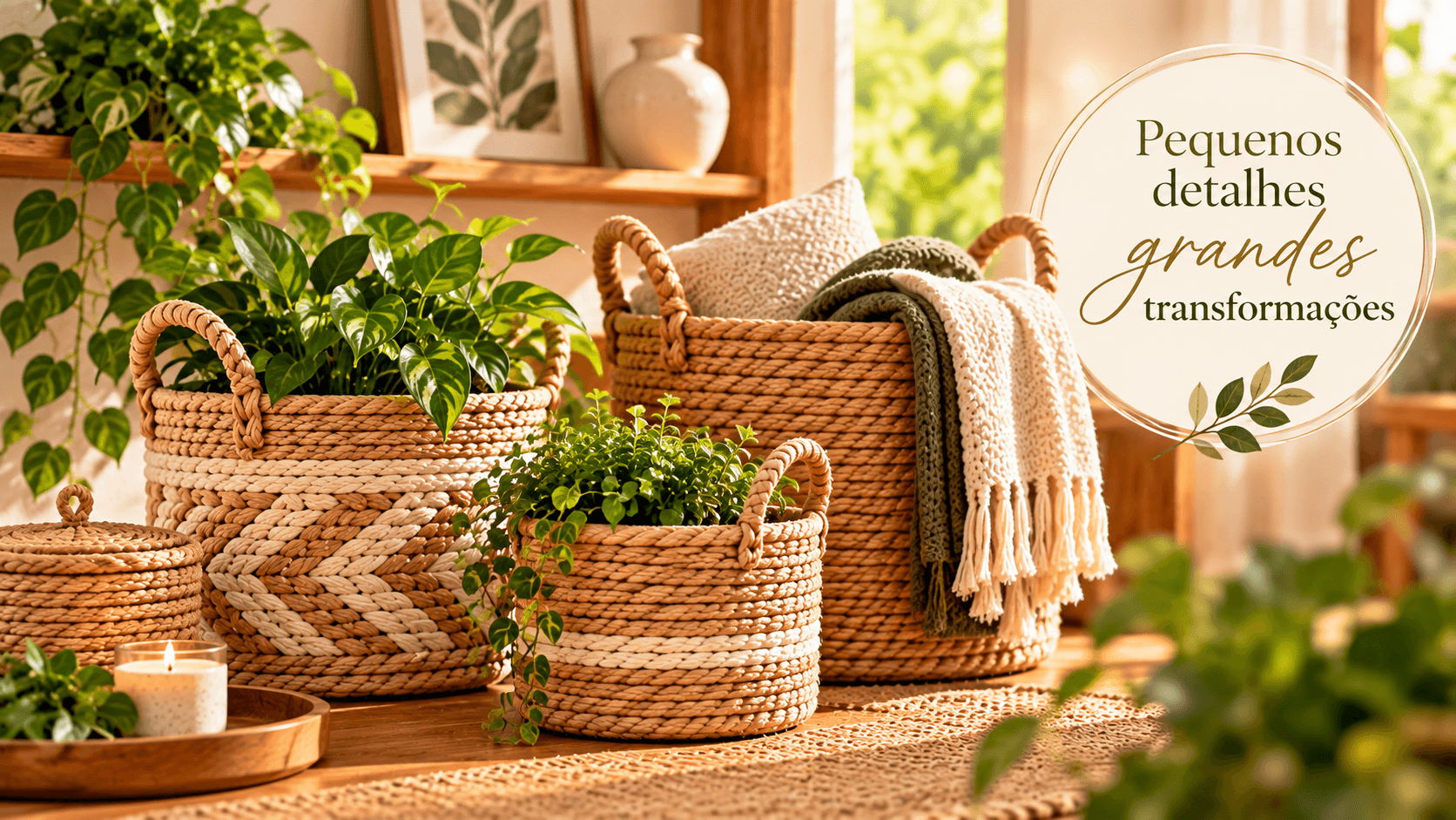 Cestos DIY: ideias criativas para organizar e decorar a casa Cestos artesanais em uma decoração acolhedora