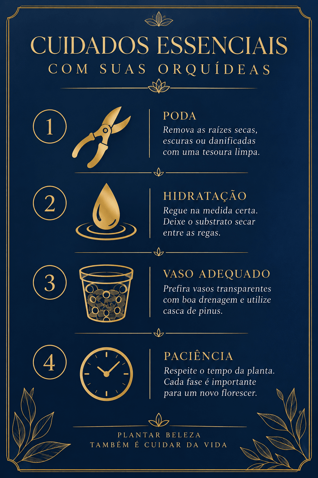 Como Salvar Orquídea com Raiz Podre ou Seca: Guia Completo de Recuperação Passo a Passo Infográfico resumo dos passos para salvar orquídea com raiz podre ou seca