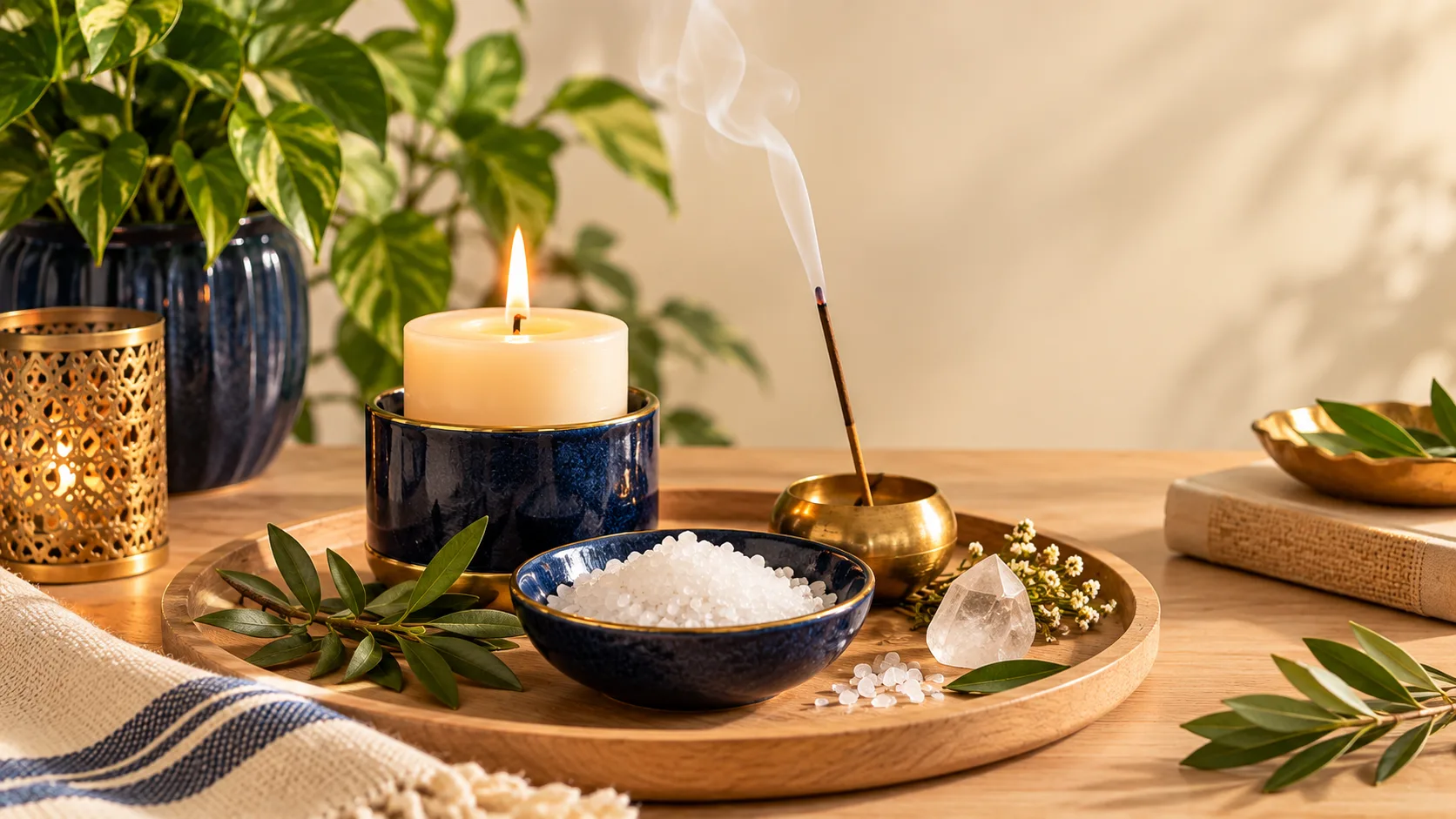 Ritual de limpeza energética da casa com vela e incenso