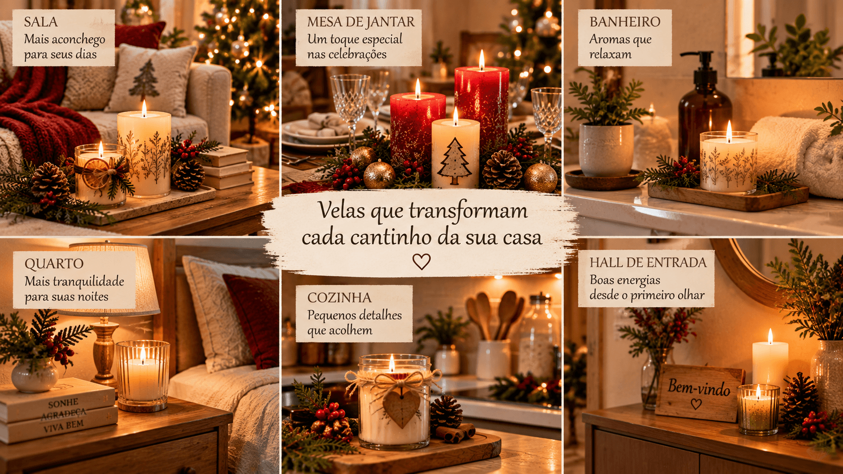 Velas Artesanais de Natal: Como Fazer, Decorar e Usar na Ceia Velas natalinas utilizadas em diferentes ambientes da casa