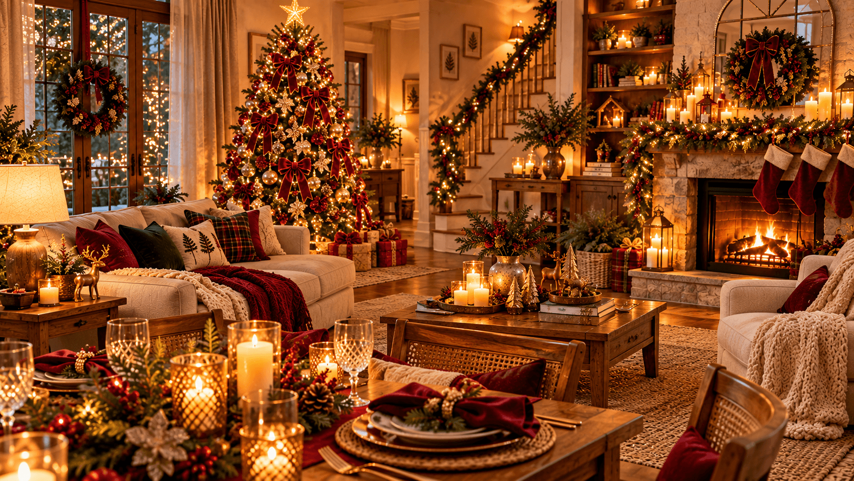 Tendências de Decoração de Natal 2026: Ideias para uma Casa Aconchegante Casa decorada para o Natal com atmosfera acolhedora e afetiva