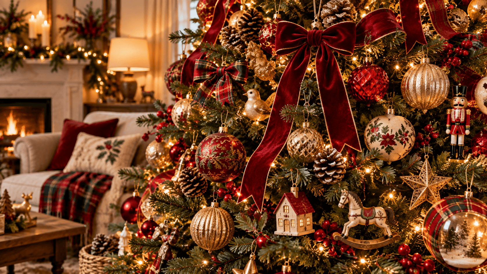 Tendências de Decoração de Natal 2026: Ideias para uma Casa Aconchegante Tendência de cores bordô, vinho e dourado na decoração de Natal