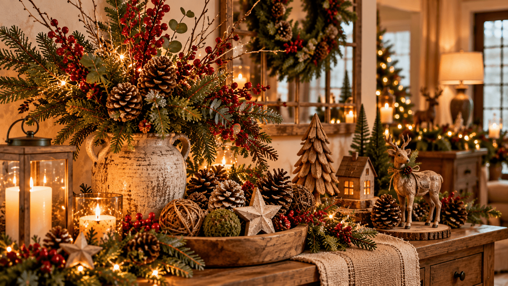 Tendências de Decoração de Natal 2026: Ideias para uma Casa Aconchegante Elementos naturais e artesanais na decoração de Natal