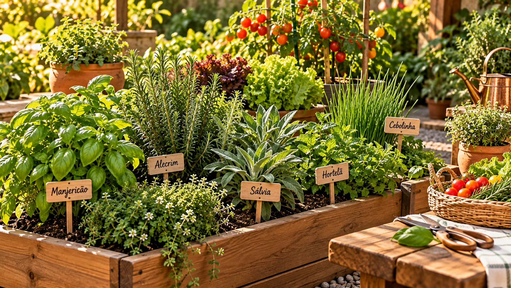 Jardim Sensorial em Casa: Como Criar um Espaço de Bem-Estar Ervas culinárias cultivadas em pequeno jardim sensorial