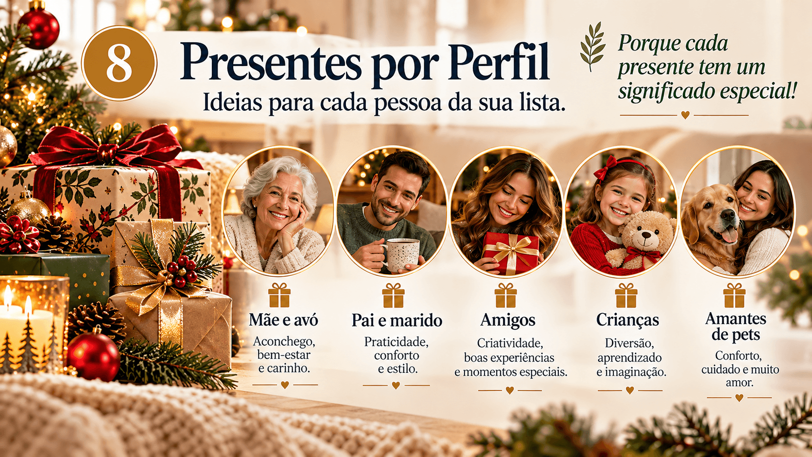 25 Presentes de Natal Criativos e Úteis: Ideias para Todos os Gostos e Orçamentos Guia visual para pensar em presentes de acordo com o perfil de quem vai receber